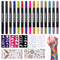 Temporary Tattoo Markers for Skin, 15PCS Dual-Ended Tattoo Pen + 50 Paint Stencils + 43 Tattoos Stickers