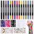Temporary Tattoo Markers for Skin, 15PCS Dual-Ended Tattoo Pen + 50 Paint Stencils + 43 Tattoos Stickers