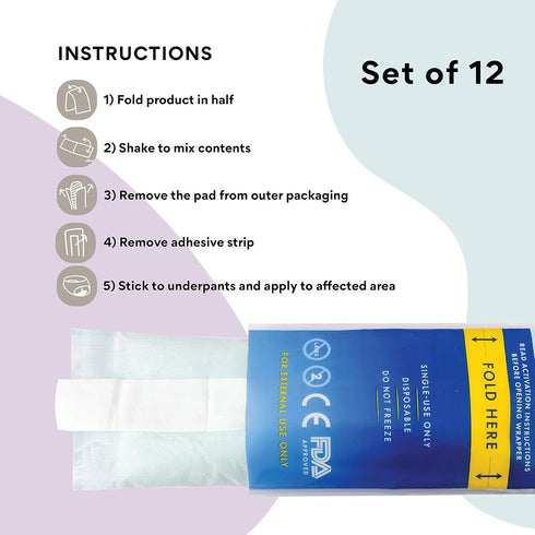 Perineal Ice Packs for Postpartum with Adhesive Strip, 2 in 1 Ice Pack Pads for After Birth, Instant Ice Maxi Pads (12)