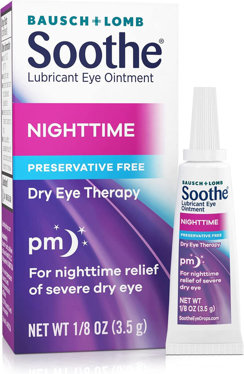Soothe Bausch + Lomb Lubricant Nighttime Dry Eye Ointment, 0.12 Ounce (Pack of