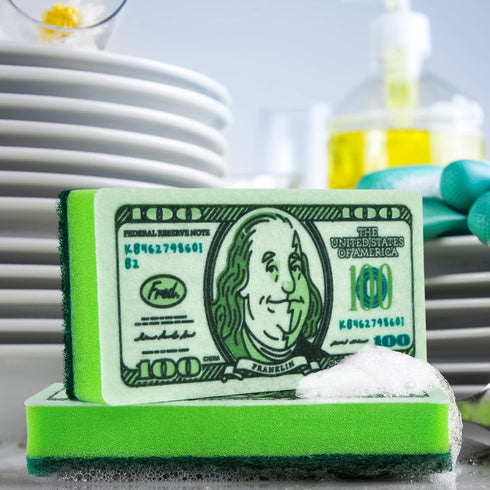 Set 2, (5286467) Genuine Fred, Dirty Money, Kitchen Sponges, of Green