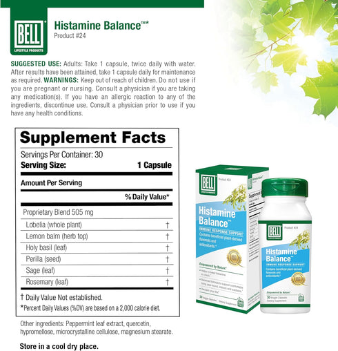 Bell Histamine Balance - Natural Supplement, 60 Veggie Caps - Optimizing Immune Response & Maintaining Healthy