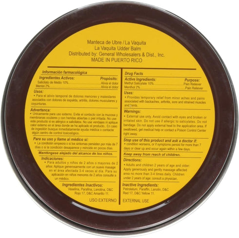 Manteca De Ubre La Vaquita Topical Analgesic, 3.17 Oz