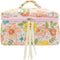 PAZIMIIK Cotton Makeup Bag for Women, Large Quilted Travel Cosmetic Case, Floral Orange