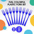 50 Pcs Heavy Duty Dark Blue Disposable Plastic Forks, Dark Blue Plastic Cutlery