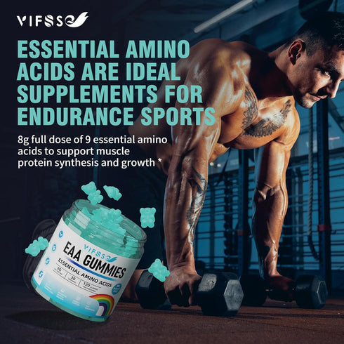 EAA Gummies 120 Gummies (Blue Raspberry) - 8000 mg Essential Amino Acids, Non-GMO, Gluten Free, Vegetarian Friendly