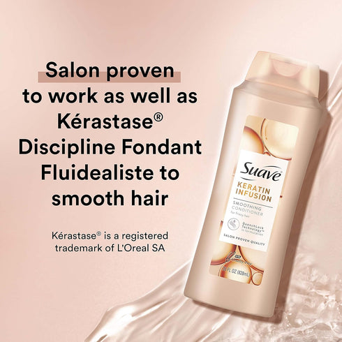 Suave Professionals Smoothing Conditioner, 28 Ounce (Pack of 4) | Keratin Infusion for Dry Hair, 48-Hour Frizz Control