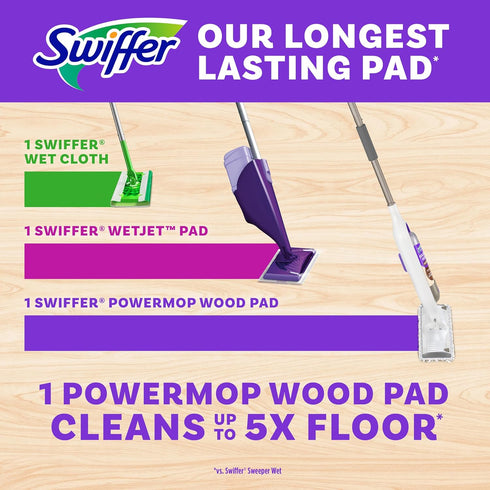 Set 2 1 2 Swiffer Power Mop Wood, Hardwood Floor Cleaner for Mopping Home, Bathroom, Kitchen, All Purpose Multi-Surface