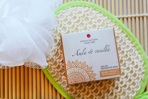 Solid shampoo bar - Amla & vanilla - For normal-damaged hair - Indian Natural Hair Care - 2.12 oz