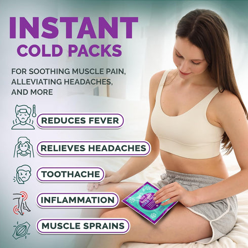 Instant Ice Cold Pack (6” x 5”) - 25 Disposable Instant Ice Packs for Injuries, Cold Compress for Pain Relief,