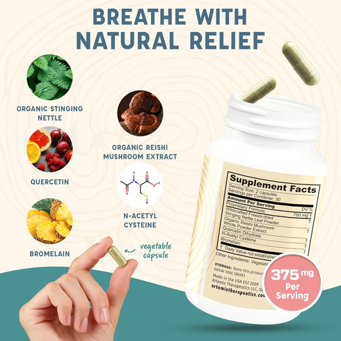 Lucidia Non-Drowsy Allergy and Hay Fever Support for Sinus Health with Quercetin, NAC, Stinging Nettles