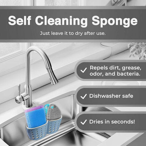 Silicone Sponges for Dishes - 4 Pack Dual-Sided Dish Scrubber & Sponge, Food Grade, BPA Free