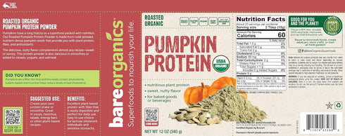 BareOrganics Pumpkin Protein Powder, 12 oz
