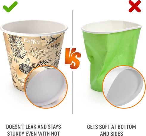 6 oz Paper Cups - Decorated Disposable Water Cups for Coffee and Tea, Office Use