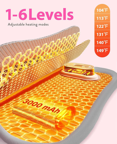Portable Heating Pad for Period Cramps: FSA HSA Eligible Cordless Menstrual Heating Pad with 6 Heat Levels