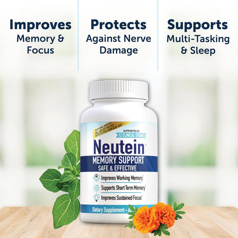 Natural Brain Booster for Memory, Concentration & Brain Health, Extra Strength Plant-Based Focus Supplement, 60 capsules