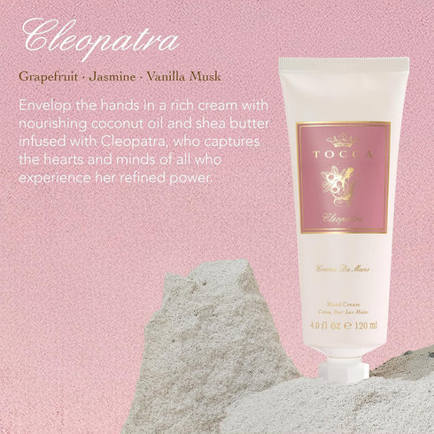 Tocca Cleopatra Hand Cream, 4 oz - Moisturizing, Quick Absorbing - Grapefruit, Jasmine, Vanilla Musk