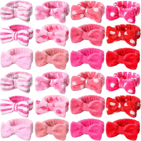 WILLBOND 24 Pack Spa Headband Bow Hair Band - Adjustable Skincare Headbands for Women, Cute Pattern