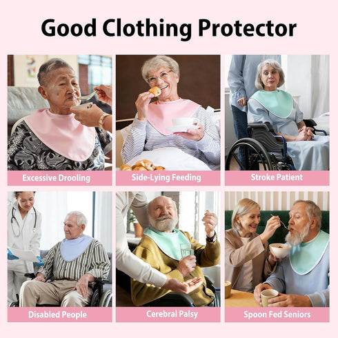 Set Adult Drool Bibs for Men Women,Feeding Bib for Seniors,Elderly Snap Bandana Bibs for Clothing Protector