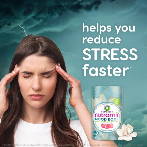 Nutracelle NUTRAMIN Mood Boost Multivitamin Gummy - Anti-Stress Magnesium Ashwagandha Gummies + B Complex - 90 Count