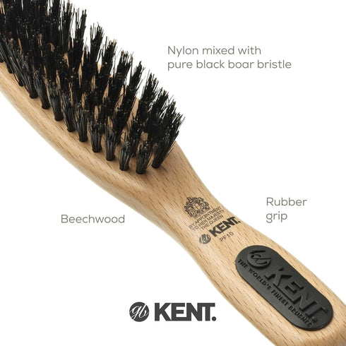 Kent PF10 Natural Boar Bristle Brush for Hair Straightening, Styling, Smoothing - Travel-Friendly