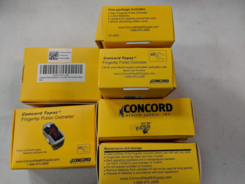 Concord Topaz Fingertip Pulse Oximeter with Reversible Display and Carrying Case