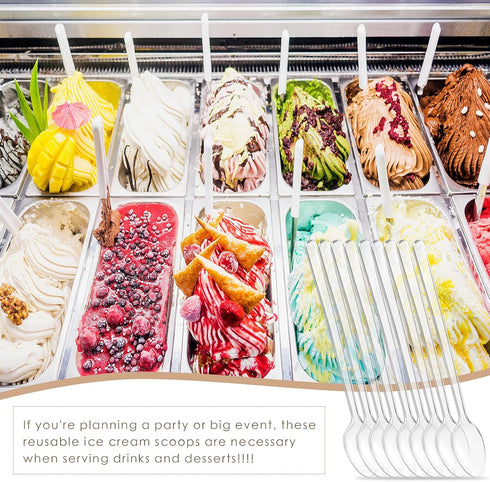 200 Pieces 7.09 Inch Long Clear Plastic Ice Cream Spoons, Disposable Utensils for Sundaes and Milkshakes