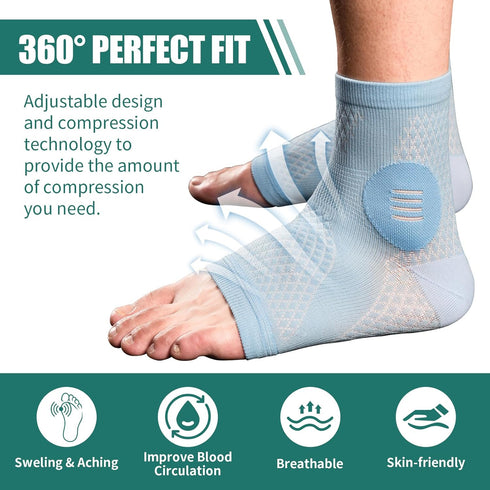 2 Pairs Neuropathy Socks for Women & Men, Ankle Brace for Peripheral Neuropathy & Plantar Fasciitis