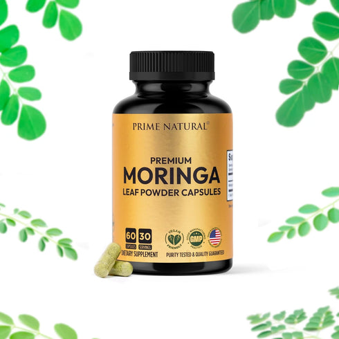 Immune 60 Count Moringa Powder Capsules - Pure Moringa Powder, Energy, Skin, & Gut Health Superfood, Rich