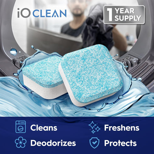 Washing Machine Cleaner and Descaler Tablets, 24 Pcs for HE Front and Top Loaders, Fresh Laundry Supply