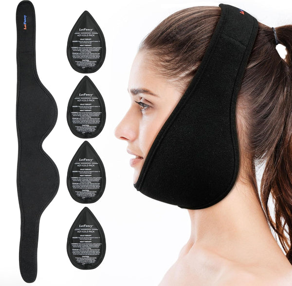 LotFancy Wisdom Teeth Ice Pack Head Wrap, Face Ice Pack for TMJ Pain Relief, 4 Reusable Gel Packs