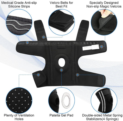 NEENCA Knee Brace for Knee Pain, Adjustable Support with Patella Gel Pad & Side Spring Stabilizers for Arthritis Relief
