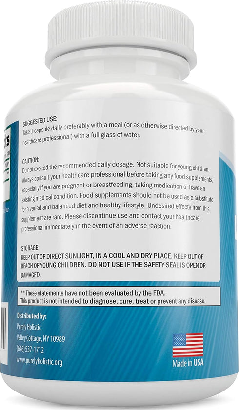 Purely Holistic L-Theanine 200mg Double-Strength, 180 Vegan Capsules, Non GMO & Gluten Free, 6 Month Supply
