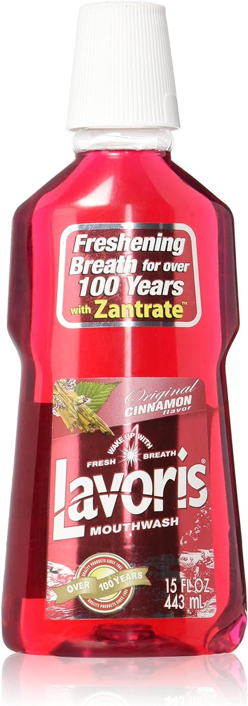 Lavoris Mouthwash Original Cinnamon Flavor, 15 oz Bottles, 4 Piece Set, 443 ml