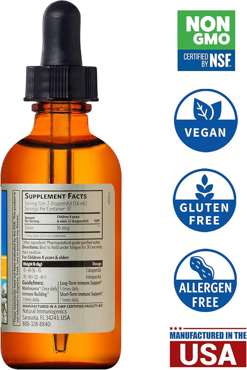 Sovereign Silver Kids Immune Support, Colloidal Silver, Bio-Active Silver Hydrosol, 10 ppm, 2 Fl Oz