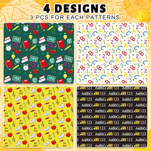 Whaline 12 Sheet Back to School Wrapping Paper, 19.7 x 27.6 Inch Bulk Pencil Apple ABC Prints Gift Wrap for DIY Crafts