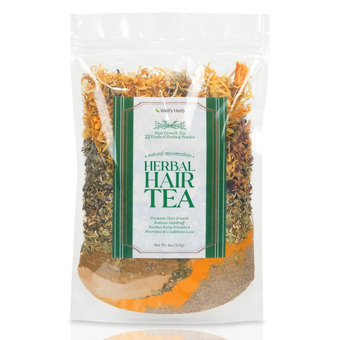 Well's Herb 22 Kinds Herbal Hair Tea Rinse for Hair Growth - Natural Rejuvenation & Healthy Scalp - 4oz