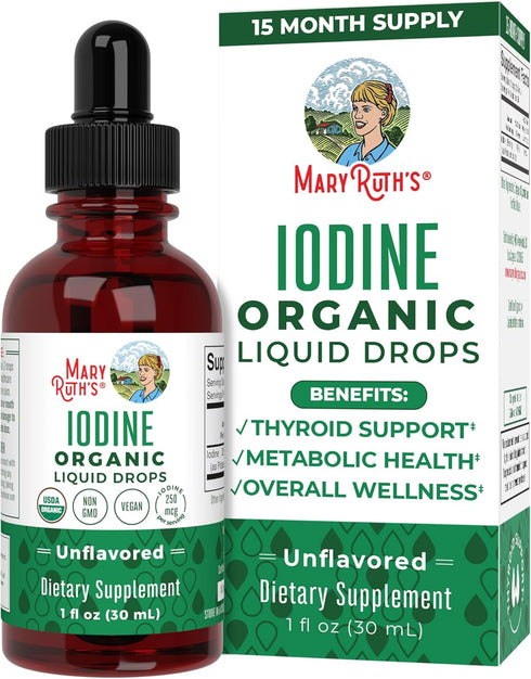 MaryRuth Organics Potassium Iodide - 1 Fl Oz, Iodine Drops, USDA Organic, Vegan, 1 Year Supply