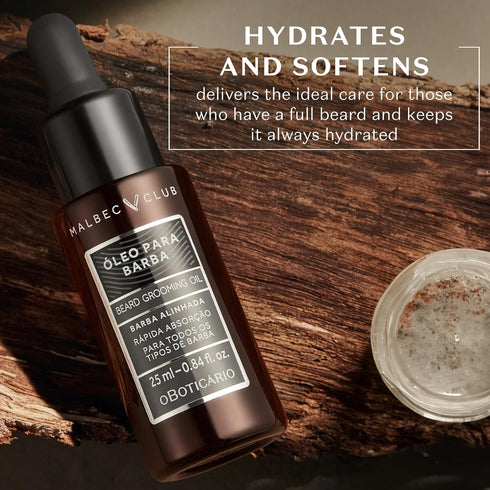 Malbec Club Pre Shave and After Shave Oil for Men, 25ml Hydrating Scented Grooming Oil & Softener No Rinse Conditioner