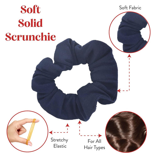 Solid Hair Ties Scrunchies - 12 Pack (Navy)