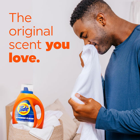 Tide Hygienic Clean Heavy 10X Duty Laundry Detergent Liquid Soap, Original Scent, HE Compatible, 59 Loads