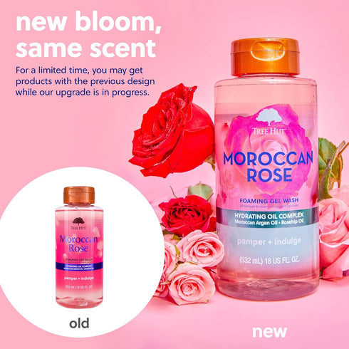 Tree Hut Moroccan Rose Nourishing Foaming Gel Wash, 18 oz, Moisturizing Hydrating