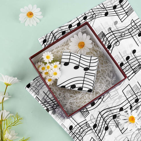 100 Sheets Musical Notes Tissue Paper, Black White Staff Pattern Gift Wrapping for Parties, 19.7 x 13.8 Inch