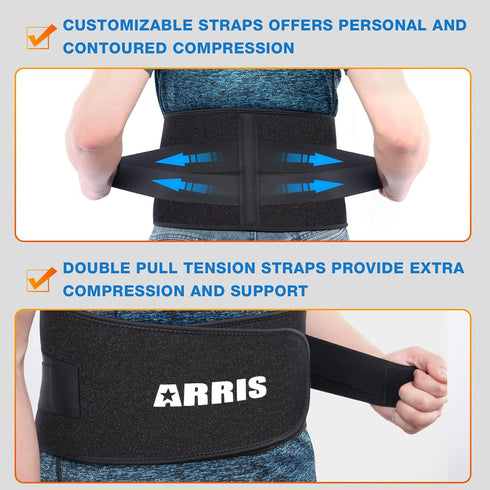 ARRIS Gel Ice Pack for Back - Flexible Hot Cold Therapy Wrap with Support Belt for Pain Relief