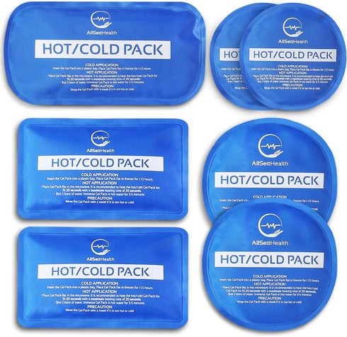 Reusable Ice Packs, Convenient Hot and Cold Packs for Injuries, 7 Piece Flexible Ice Packs in Multiple Shapes