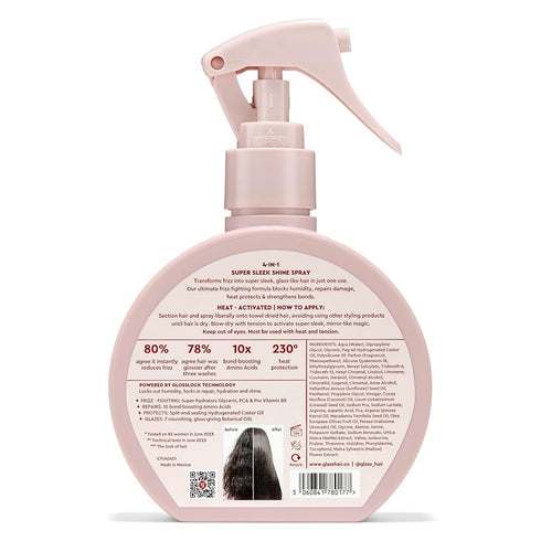 glaze MirrorGlaze Super Sleek Hair Shine Spray - 6.4 oz, Transforms Frizz to Glass-Like Shine, Protects from Heat