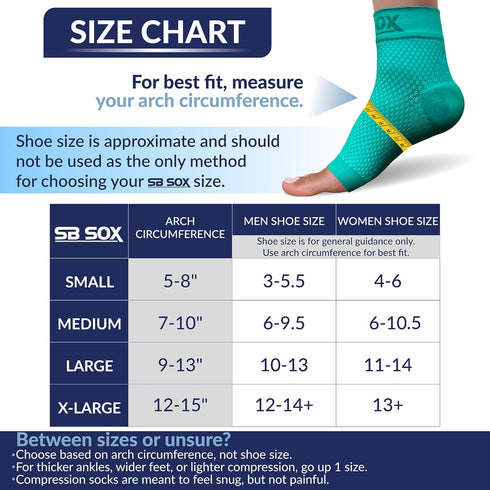 SB SOX Plantar Fasciitis Relief Socks, Ankle Brace Compression Sleeve for Foot Pain, Medium Green