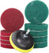 3 Inch Drill Brush Power Scouring Pads, Heavy Duty Household Cleaning Kit with 5 Red & 5 Stiff Green Pads