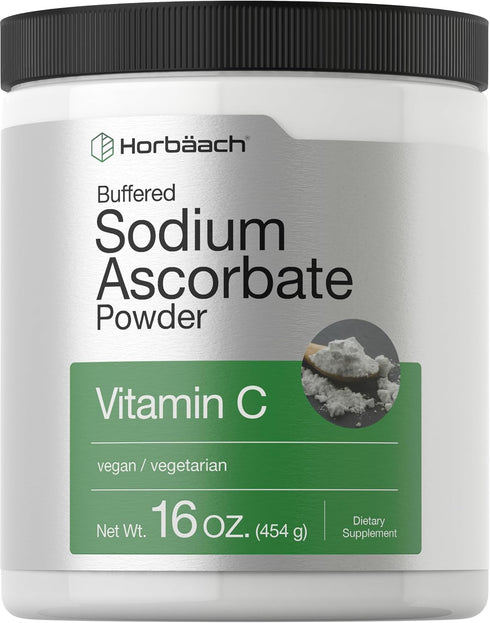 Horbaeach Buffered Sodium Ascorbate Vitamin C Powder - 16 oz Vegan, Non-GMO Supplement
