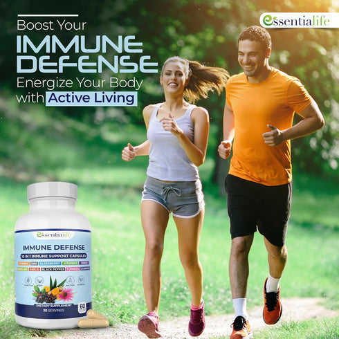 10 in 1 Immune Support Supplement, Elderberry, Echinacea, Vitamin D, C & Zinc, 60 Capsules